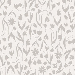 Wildflower Silhouette Scatter Pattern in Shades of Taupe Beige.