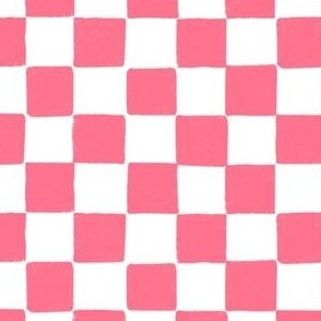 Hand-drawn Check Plaid, pink and white