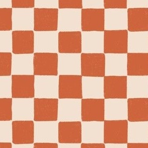 Hand drawn Check Plaid, earthy terracotta