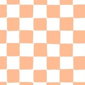 Hand drawn Check Plaid, Pantone color of the Year 2024- Peach Fuzz