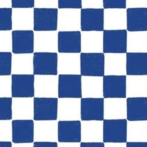 Hand-drawn traditional Check Plaid, blue and white