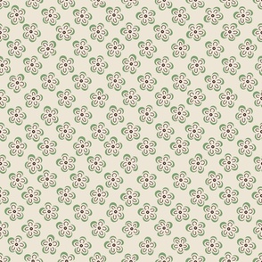 Little green daisies - Block print