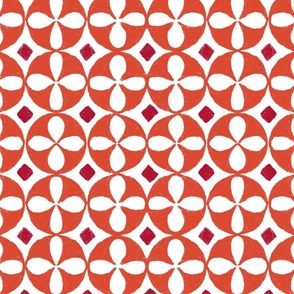 Sicilian majolica inspired tiles pattern, red orange