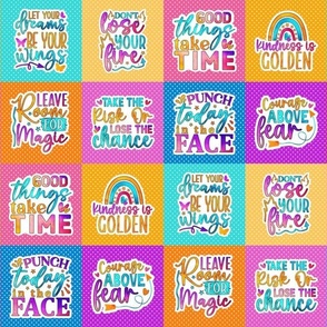 3x3 Square Sticker Patchwork Inspirational Messages 
