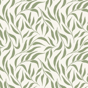 Pale green floral calm. Nursery textured leaves.