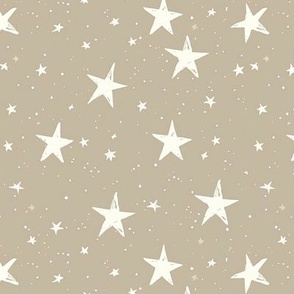 White stars on beige background scandinavian simple nursery stars