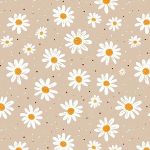 Little daisies on beige background nursery decor cute daisy