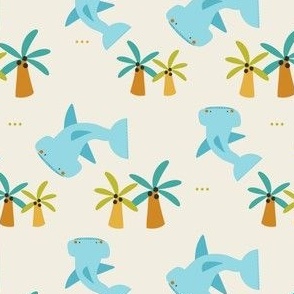 Sharks and Palm Trees (Beige)