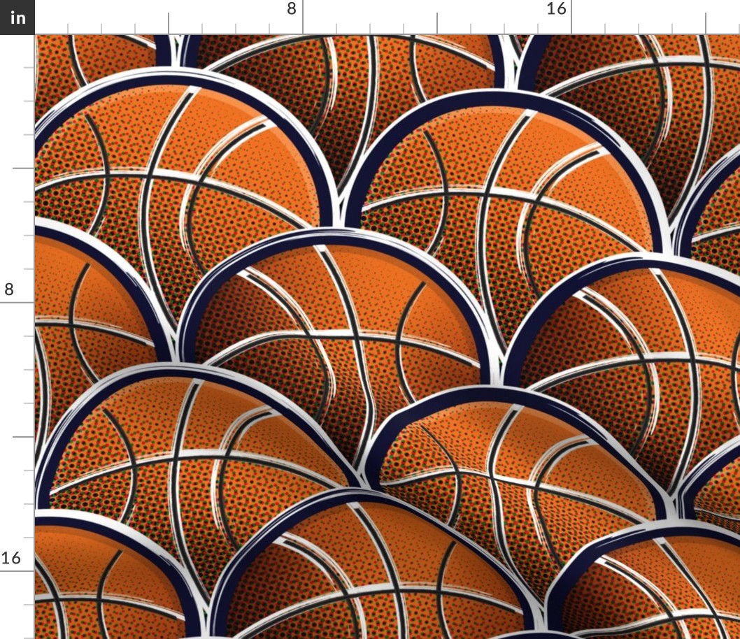 Graphic basketball halftone scallop 