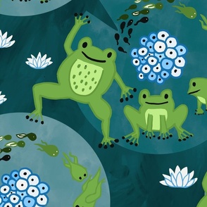 From tadpole to frog teal wallpaper scale