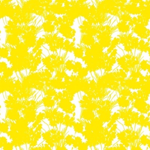 Wildflowers Silhouette Luxe Serene Mini Botanical Yellow And White Flowers And Wild Grass Field Design Summer Shadow Pattern