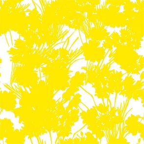 Wildflowers Silhouette Luxe Serene Botanical Yellow And White Flowers And Wild Grass Field Design Summer Shadow Pattern