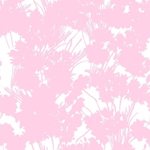 Wildflowers Silhouette Luxe Serene Botanical Pastel Pink On White Flowers And Wild Grass Field Design Summer Shadow Pattern