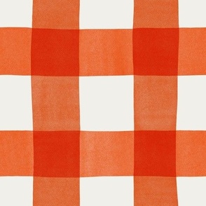 Orange and off white gingham - large scale