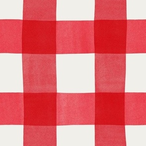 Red and off white gingham - large scale