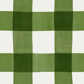 Green and off white gingham - large scale