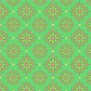 2793 hearts and flowers pink and lime green