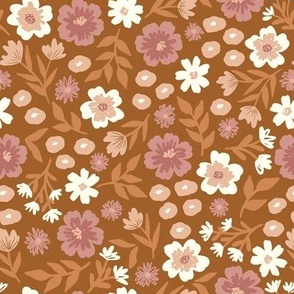 Floral Ditsy-Large Pink and Brown