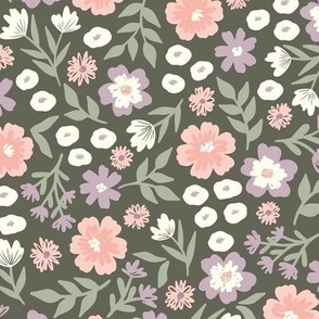 Floral Ditsy-Large Green and Pastel