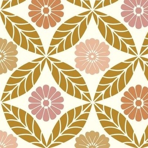 Floral Tile-Large Pink and Gold