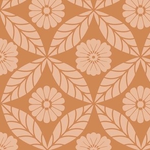 Floral Tile-Large Orange