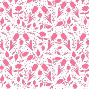  Small Floral Silhouette Pink on White