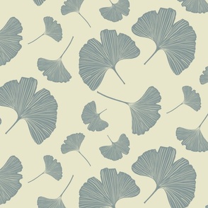 Gingko Leaves muted green on off white
