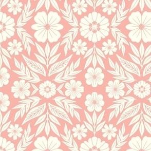 Damask Symmetrical Floral-Pink