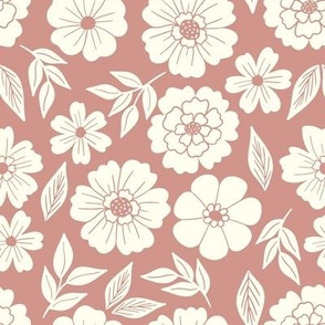 White Floral on Pink