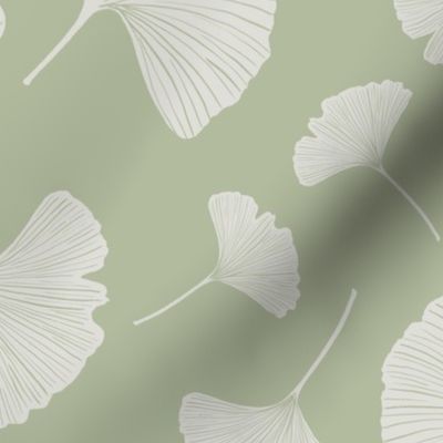 Gingko Leaves off white on pale green