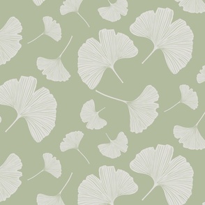 Gingko Leaves off white on pale green