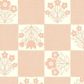 Linen Checkerboard Floral-Pink Large