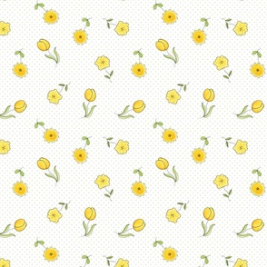 Simply Spring Cute Yellow Flowers with Green Dots