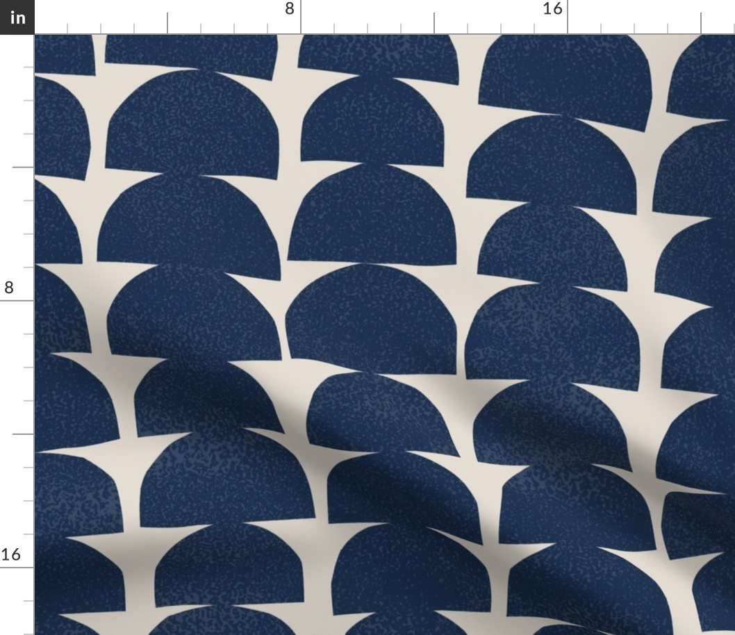 dark blue semi circles on cream background - large