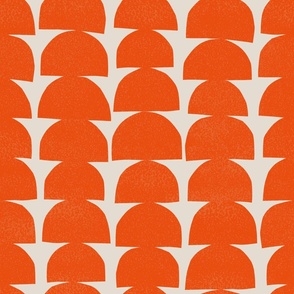 orange semi circles on cream background - large