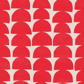 red semi circles on cream background - large
