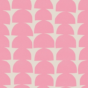 pink semi circles on cream background - large