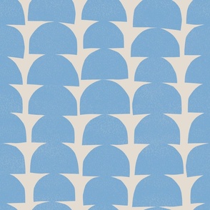 light blue semi circles on cream background - large