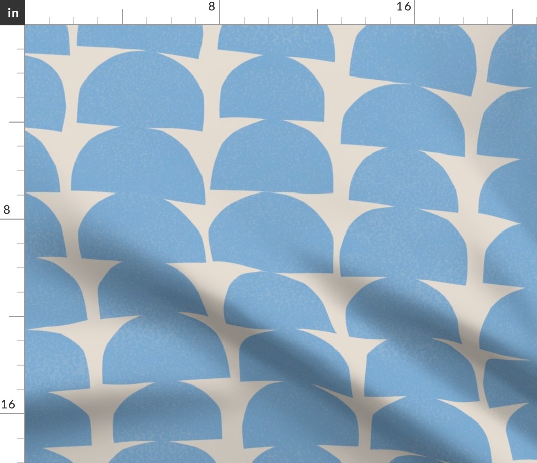 light blue semi circles on cream background - large