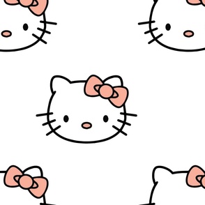 cute kawai kitty-kitty-face, kitty face with bow