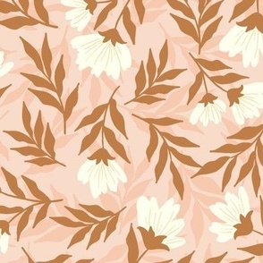 Tossed Layered Floral-Pink and Brown Large