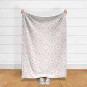 Boho Rubber Blockprint Off-white on salmon / pink with linen structure - large scale