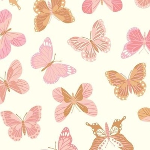 Tossed Butterflies-Warm Pink Large