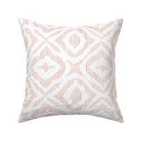 Boho Rubber Blockprint Off-white on salmon / pink with linen structure - medium scale
