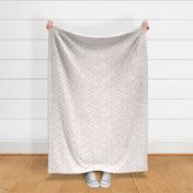 Boho Rubber Blockprint Off-white on salmon / pink with linen structure - medium scale