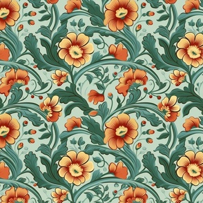 Vintage Blossom Elegance - Classic Floral Fabric Design