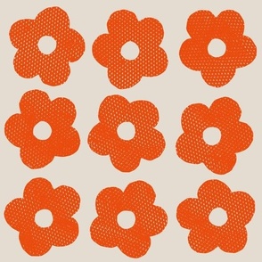 Orange flowers on cream background - Large scale