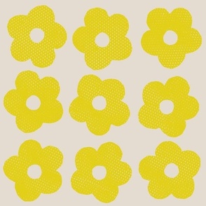 Yellow flowers on cream background - Large scale