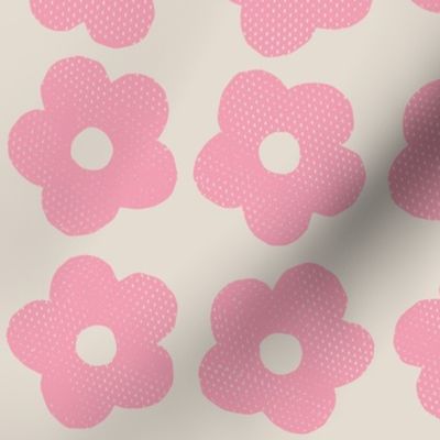 Pink flowers on cream background - Large scale