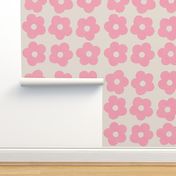 Pink flowers on cream background - Large scale